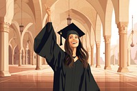 Graduate woman, education, aesthetic illustration