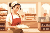 Bakery owner, small business, aesthetic illustration