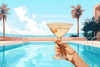 Margarita cocktail, Summer vacation, aesthetic illustration