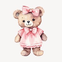 Girl teddy bear, watercolor illustration