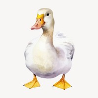 Cute duck animal, watercolor illustration