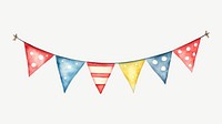 Colorful bunting, watercolor collage element psd