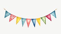 Colorful bunting, watercolor collage element psd