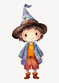 Little wizard boy, watercolor illustration