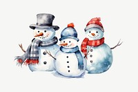 Cute snowman, watercolor collage element psd