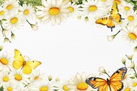 Watercolor daisy frame background, Spring floral illustration remix