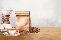 Watercolor coffee aesthetic background remix