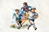 Boy sports, watercolor illustration remix