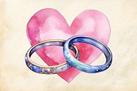 Blue couple rings, watercolor illustration remix