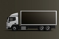 Black trailer truck, transporting vehicle with design space