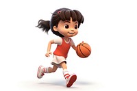 Little asian girl basketball player smiling cartoon sports. AI generated Image by rawpixel.