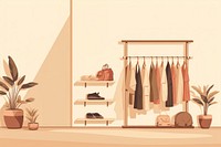 Clothing store furniture closet room. 