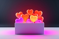 Heart neon box illuminated. 