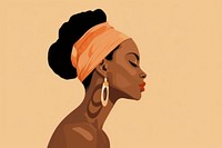 African woman portrait earring jewelry. 