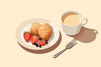 Food croissant breakfast drink. 