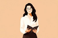 A female librarian portrait glasses reading. AI generated Image by rawpixel.