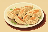 Japanese gyoza dumpling plate food. 