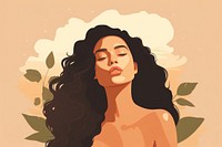 Woman self care portrait drawing sketch. AI generated Image by rawpixel.