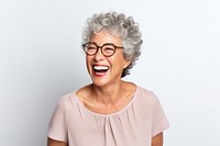 Senior hispanic woman laughing glasses adult. 