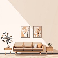 Retro scandinavian living room interior wall architecture furniture. AI generated Image by rawpixel.