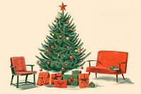 Christmas tree furniture cartoon. AI generated Image by rawpixel.