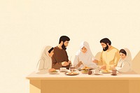 Muslim family adult meal food. AI generated Image by rawpixel.