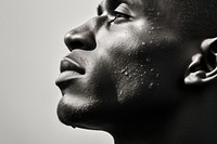 Black men face skin monochrome. 