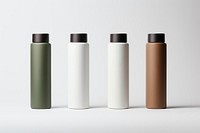 Polished packaging mockups cylinder bottle white background. 