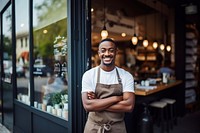 African man barista standing waiter adult. 