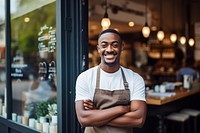 African man barista standing waiter adult. 