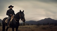 Black american cowboy horse mammal animal. 