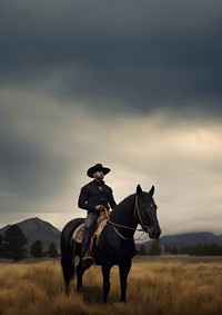 Black american cowboy portrait mammal animal. 