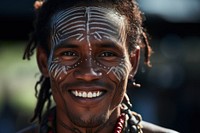 Tribal man smile tribe face. 