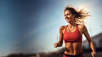 Woman running outdoors jogging sports. 