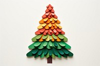 Chrismas tree paper art white background. 