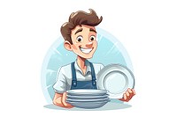 Dish washing cartoon drawing illustrated. AI generated Image by rawpixel.