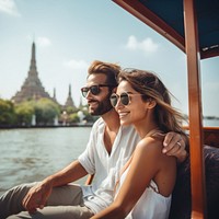 Tourist couple sightseeing in Thailand. 