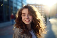 Chubby teen girl portrait smile happy. 