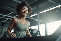 Gym treadmill adult woman. 