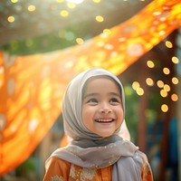 Islamic girl portrait smile happy. 