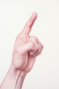 Pointing hand finger white background gesturing. 