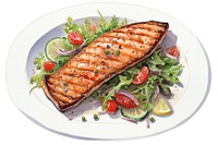 Salmon plate food vegetable. AI generated Image by rawpixel.