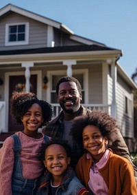 Black family portrait adult child. 