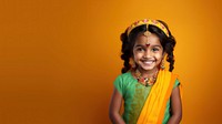 Indian little girl necklace portrait smile. AI generated Image by rawpixel.