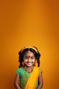 Indian little girl necklace portrait smile. 