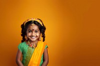 Indian little girl portrait smile photo. 