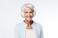 Senior woman headphones portrait headset. AI generated Image by rawpixel.