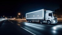 Truck Delivering delivering vehicle highway. AI generated Image by rawpixel.