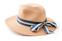 Beach straw hat ribbon white background headwear. AI generated Image by rawpixel.