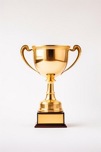 A gold trophy cup white background achievement lighting. AI generated Image by rawpixel.